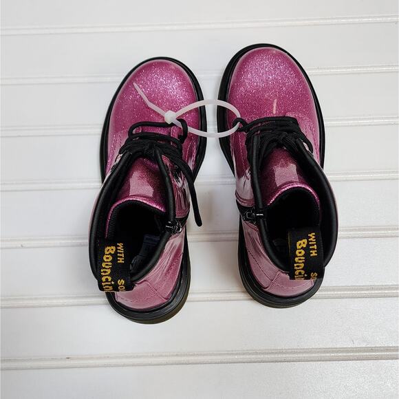 NWT Dr. Martens Junior 1460 Pink Glitter Lace Up Boots - Picture 2 of 10